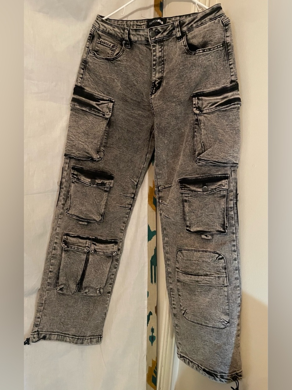Fashion Nova Women’s Washed Multi Pocket Cargo Pants size 11 Utility Streetwear